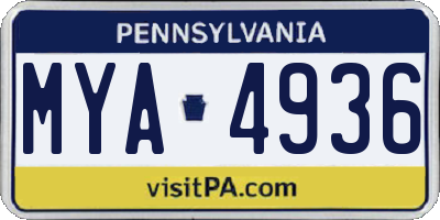 PA license plate MYA4936