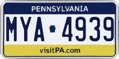 PA license plate MYA4939
