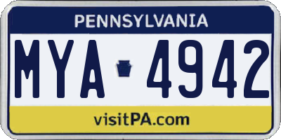 PA license plate MYA4942