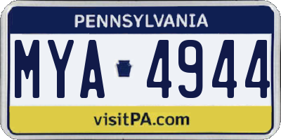 PA license plate MYA4944