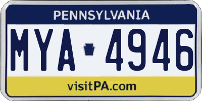PA license plate MYA4946