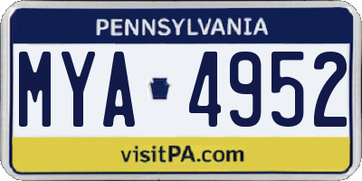 PA license plate MYA4952