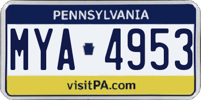 PA license plate MYA4953