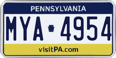 PA license plate MYA4954