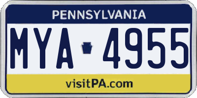 PA license plate MYA4955