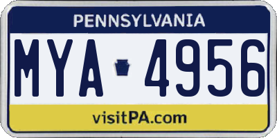 PA license plate MYA4956