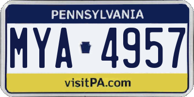 PA license plate MYA4957