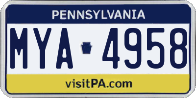 PA license plate MYA4958