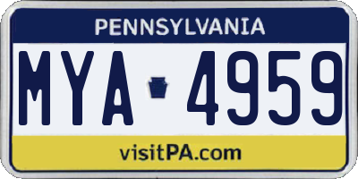 PA license plate MYA4959