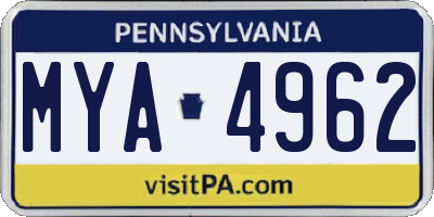 PA license plate MYA4962