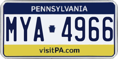 PA license plate MYA4966