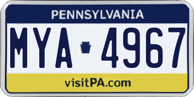 PA license plate MYA4967