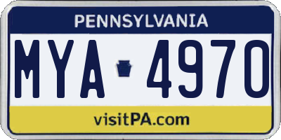 PA license plate MYA4970