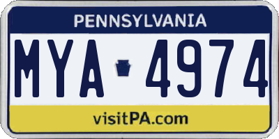 PA license plate MYA4974