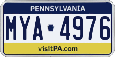 PA license plate MYA4976