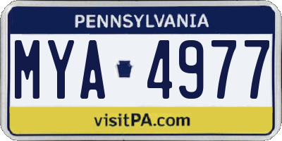 PA license plate MYA4977