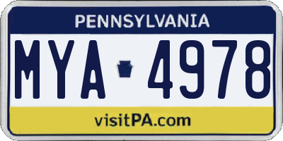 PA license plate MYA4978