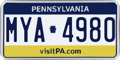 PA license plate MYA4980