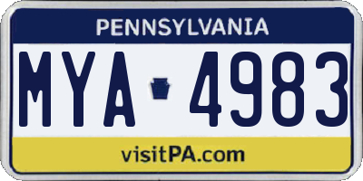 PA license plate MYA4983