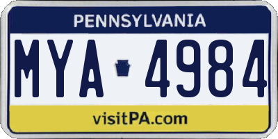 PA license plate MYA4984