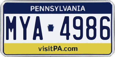 PA license plate MYA4986