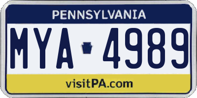 PA license plate MYA4989