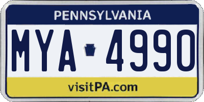PA license plate MYA4990