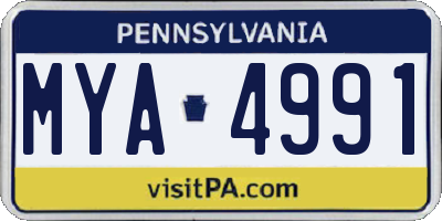 PA license plate MYA4991