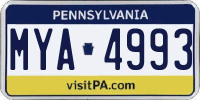 PA license plate MYA4993