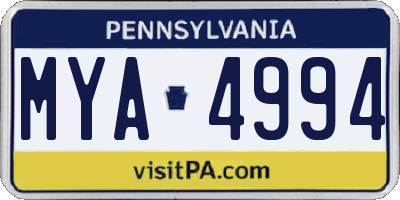 PA license plate MYA4994
