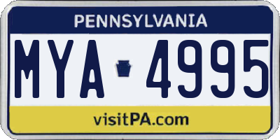 PA license plate MYA4995