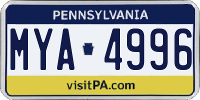 PA license plate MYA4996