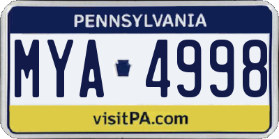 PA license plate MYA4998