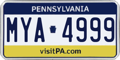 PA license plate MYA4999