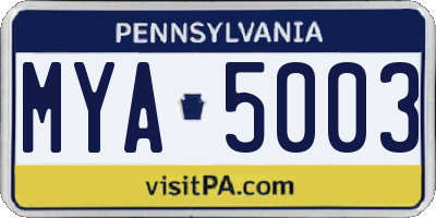 PA license plate MYA5003