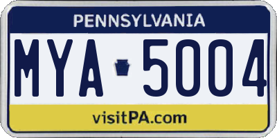 PA license plate MYA5004