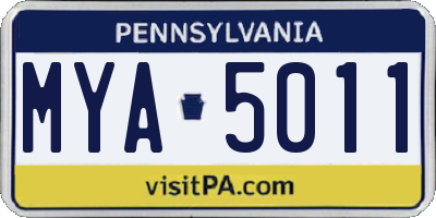 PA license plate MYA5011