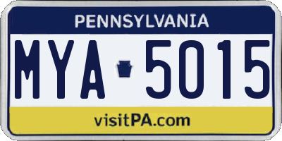 PA license plate MYA5015