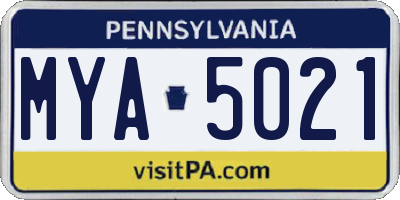 PA license plate MYA5021