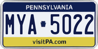 PA license plate MYA5022