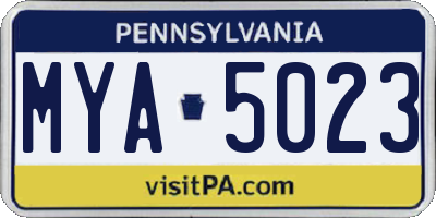 PA license plate MYA5023