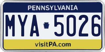 PA license plate MYA5026