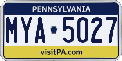 PA license plate MYA5027