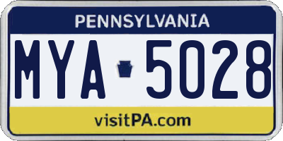 PA license plate MYA5028