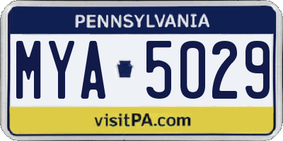 PA license plate MYA5029