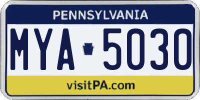 PA license plate MYA5030