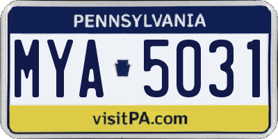 PA license plate MYA5031