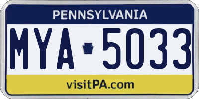 PA license plate MYA5033