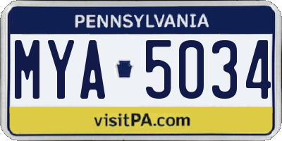 PA license plate MYA5034