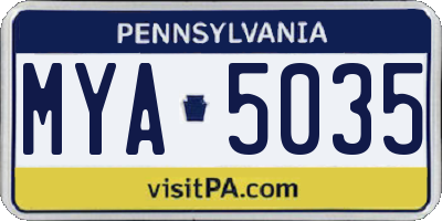 PA license plate MYA5035